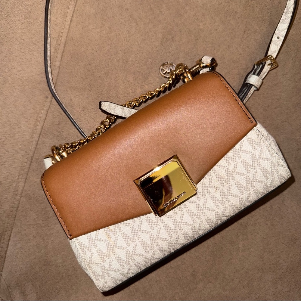 Michael Kors Tan and Cream Crossbody Bag